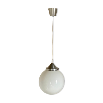 Vintage suspension ball opaline white diameter 30 cm