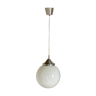 Suspension vintage boule opaline blanche diamètre 30 cm