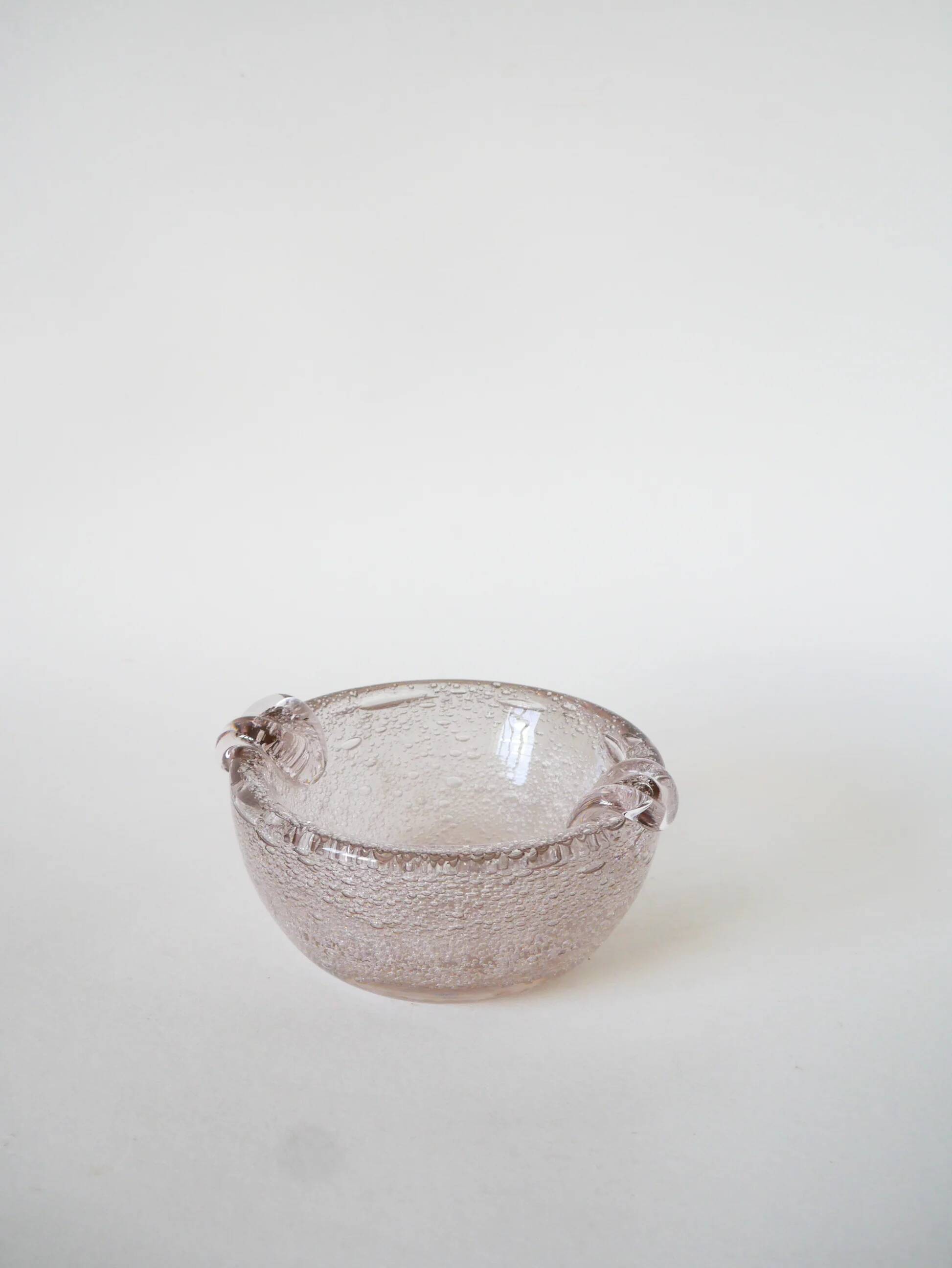 Bubble glass ashtray from Biot, pink, 1960