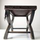 Colonial Curule Stool in Leather and Wrought Iron, Mexico, 1940s