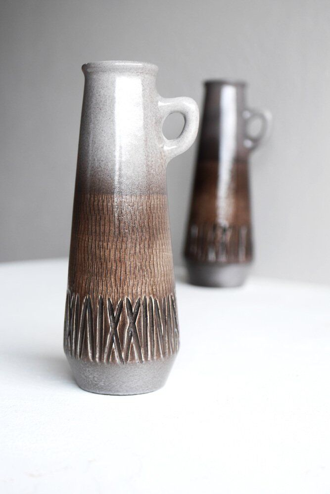 Mid-century modern art ceramic vases by Ingrid Atterberg for Upsala-Ekeby, 1970s, set of 2