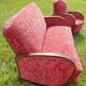 Canape and 2 armchairs art deco red velvet
