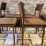 Lot de 6 chaises vintage en métal noir 1970