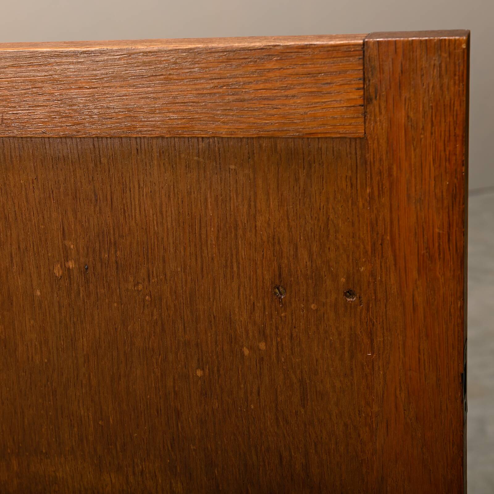 Art Deco Amsterdam School Nightstands pair in oak and glass, 1930s Netherla