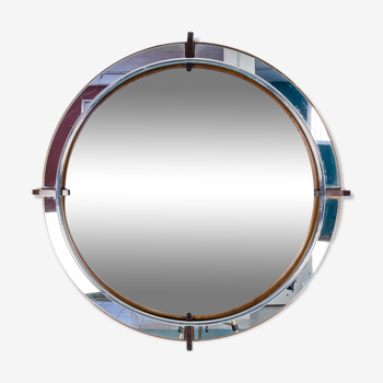 Round mirror inserts wood design 70s vintage modernariate