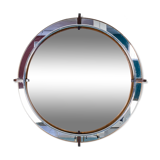 Round mirror inserts wood design 70s vintage modernariate