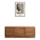 Oiled walnut TV stand equipped with 2 sliding doors and 3 drawers