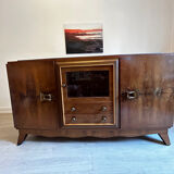 Solid wood and gray marble buffet