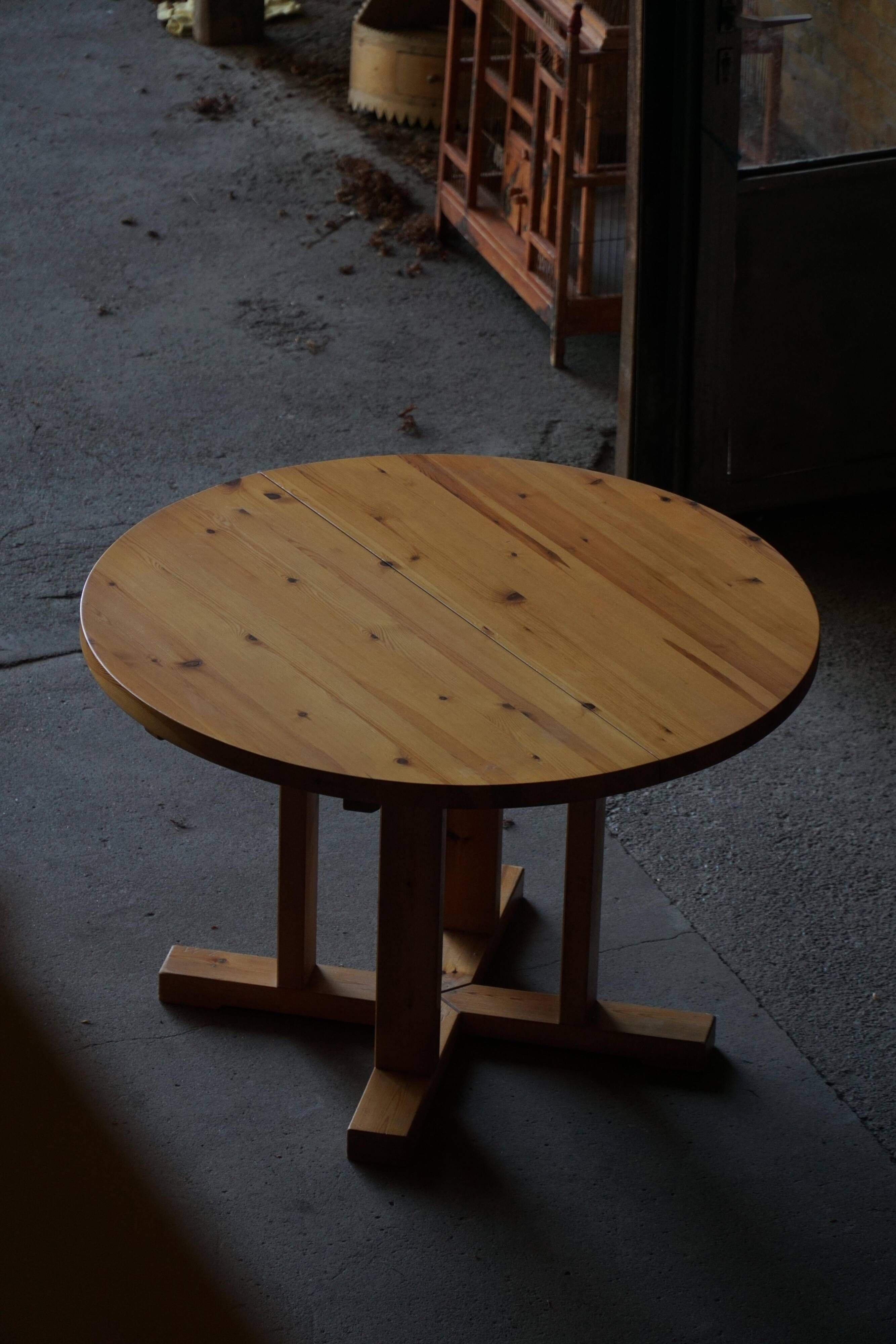 Table de salle à manger moderne danoise en pin avec rallonges, Danemark, années 1970