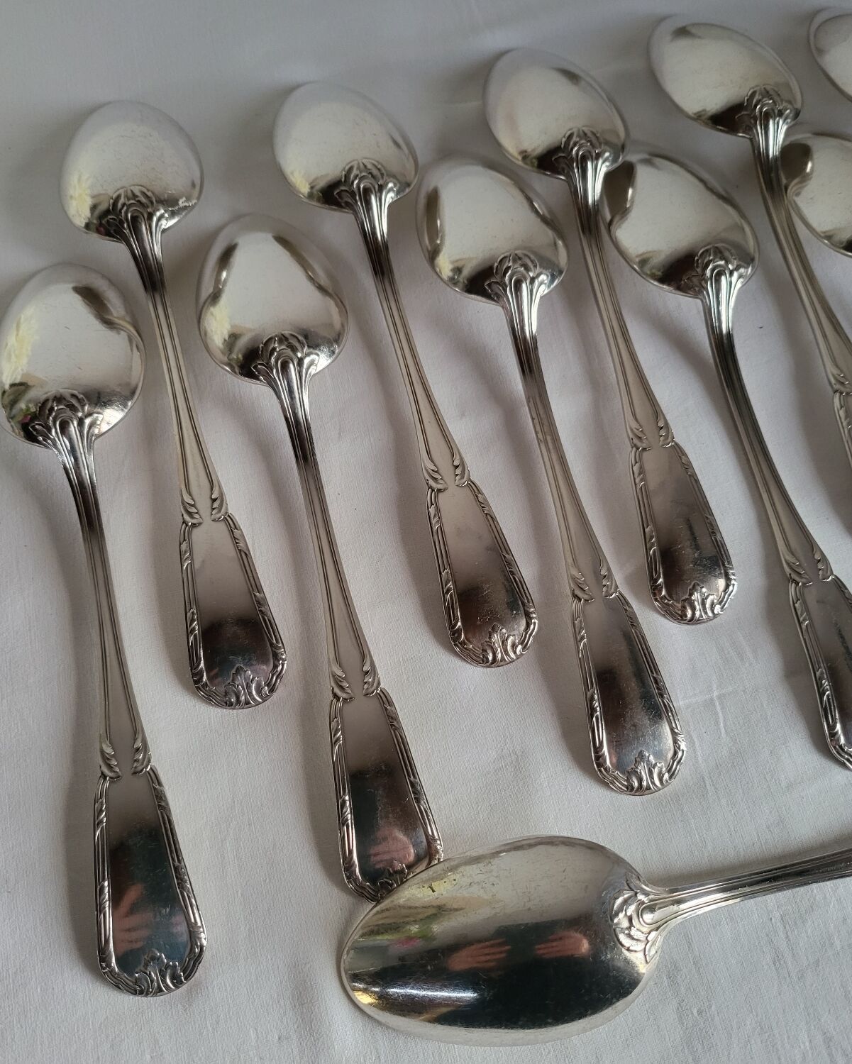 12 Large Silver-Plated Metal Spoons Boulenger Table Cutlery