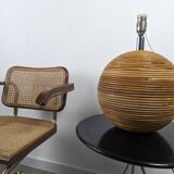 Lampe de table sphère en rotin de style Gabriella Crespi, années 1970