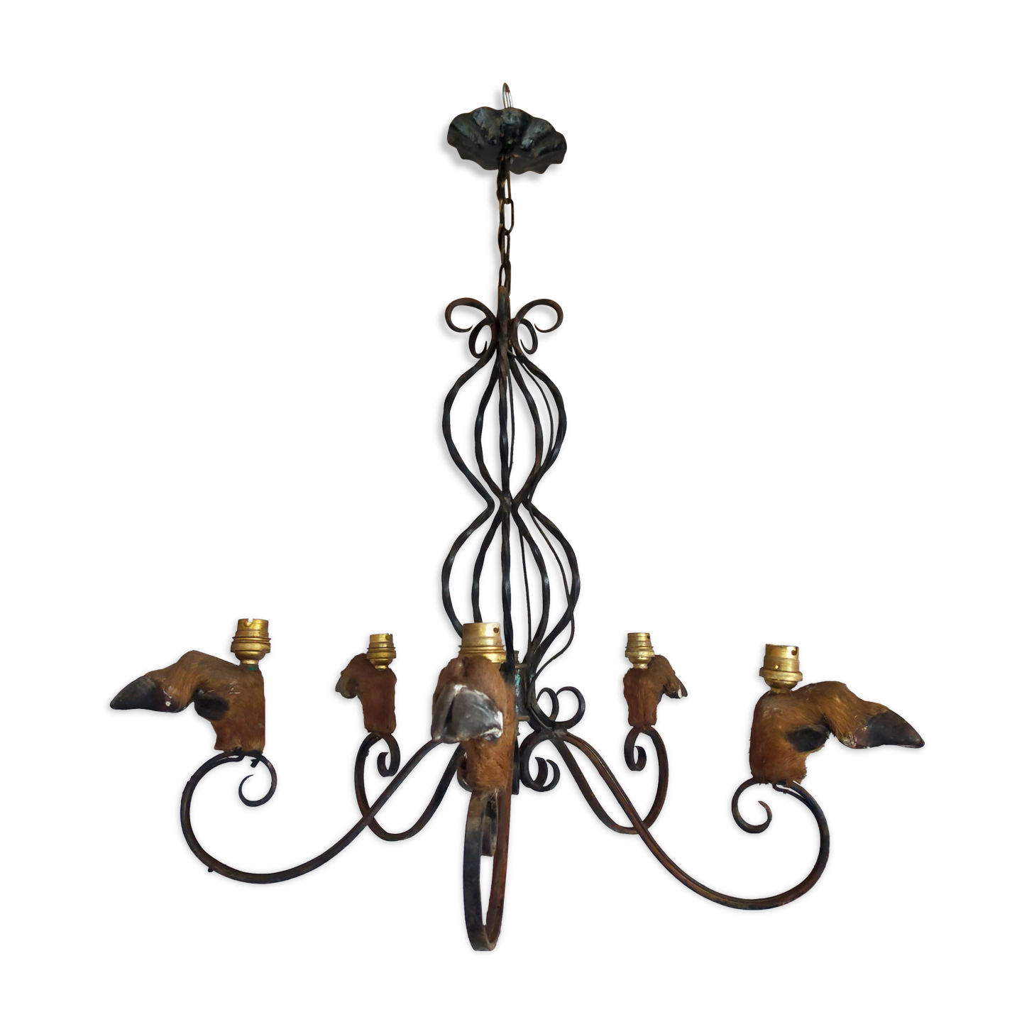 Wrought iron hunter chandelier