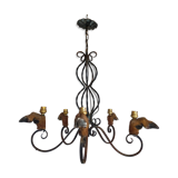Lustre de chasseur en fer forgé