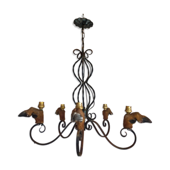 Wrought iron hunter chandelier