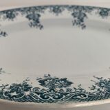 Plat ancien ovale bleu et blanc