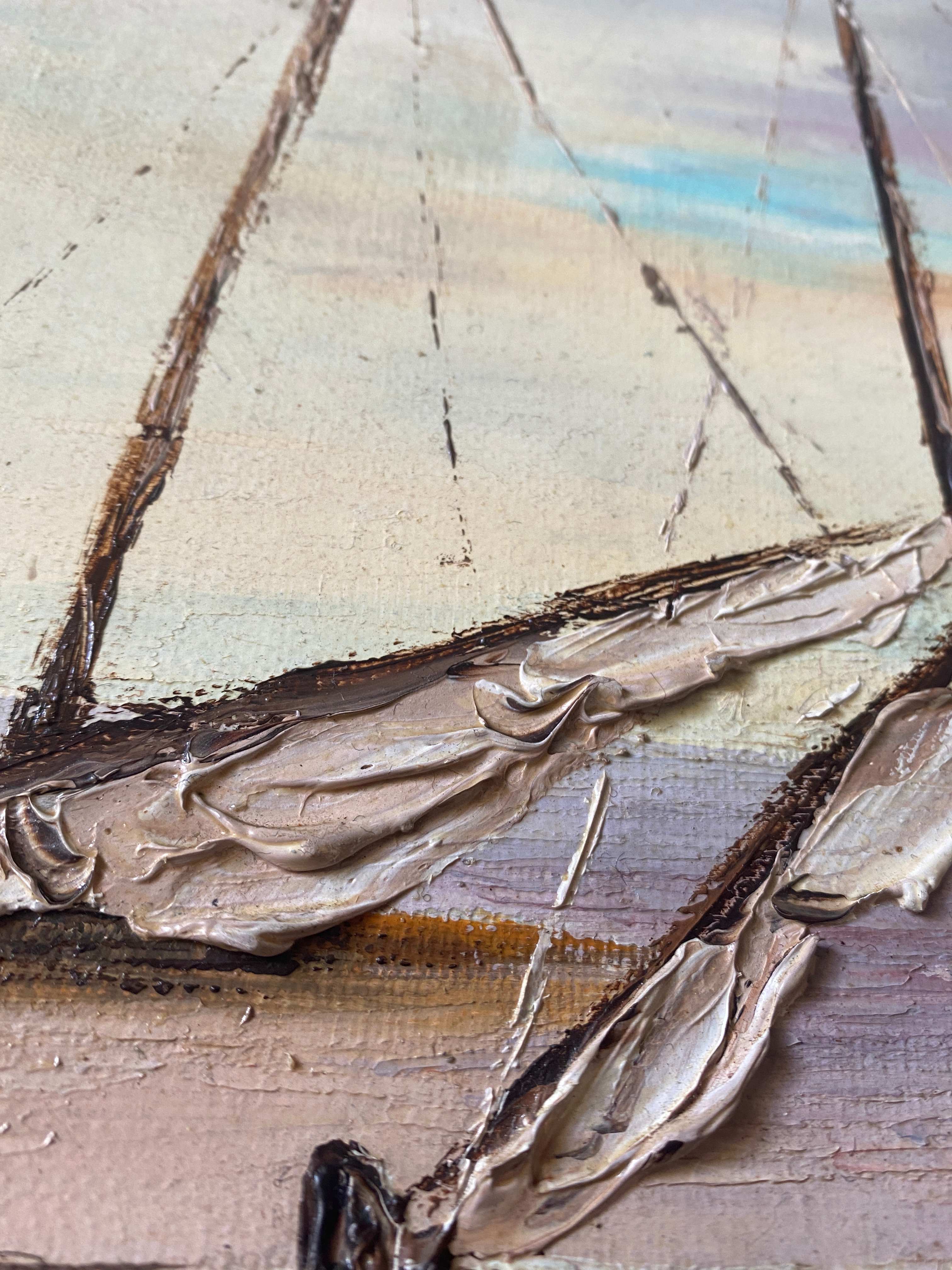 HST painting "Port de Collioure" by Vincent Pulpito + gallery stamp frame