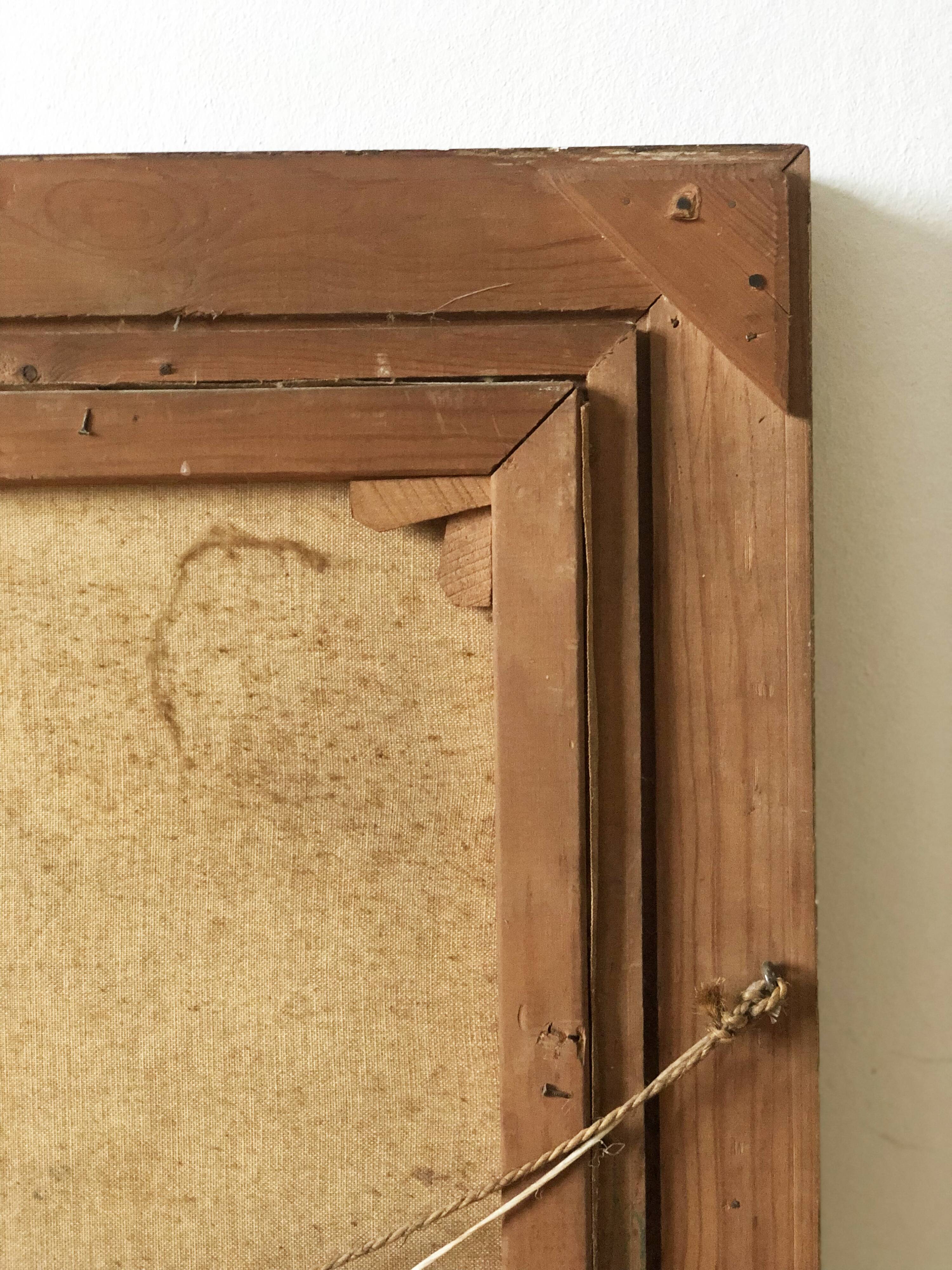 Large Vintage Countryside Cottage Original Oil Painting,circa 1940