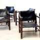 Mid century leather safari armchairs, 1960s
