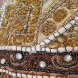 Wall hanging decoration in fabrics, embroidery and pearls