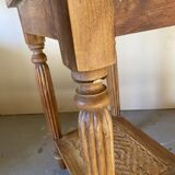 Vintage wooden and wicker side table
