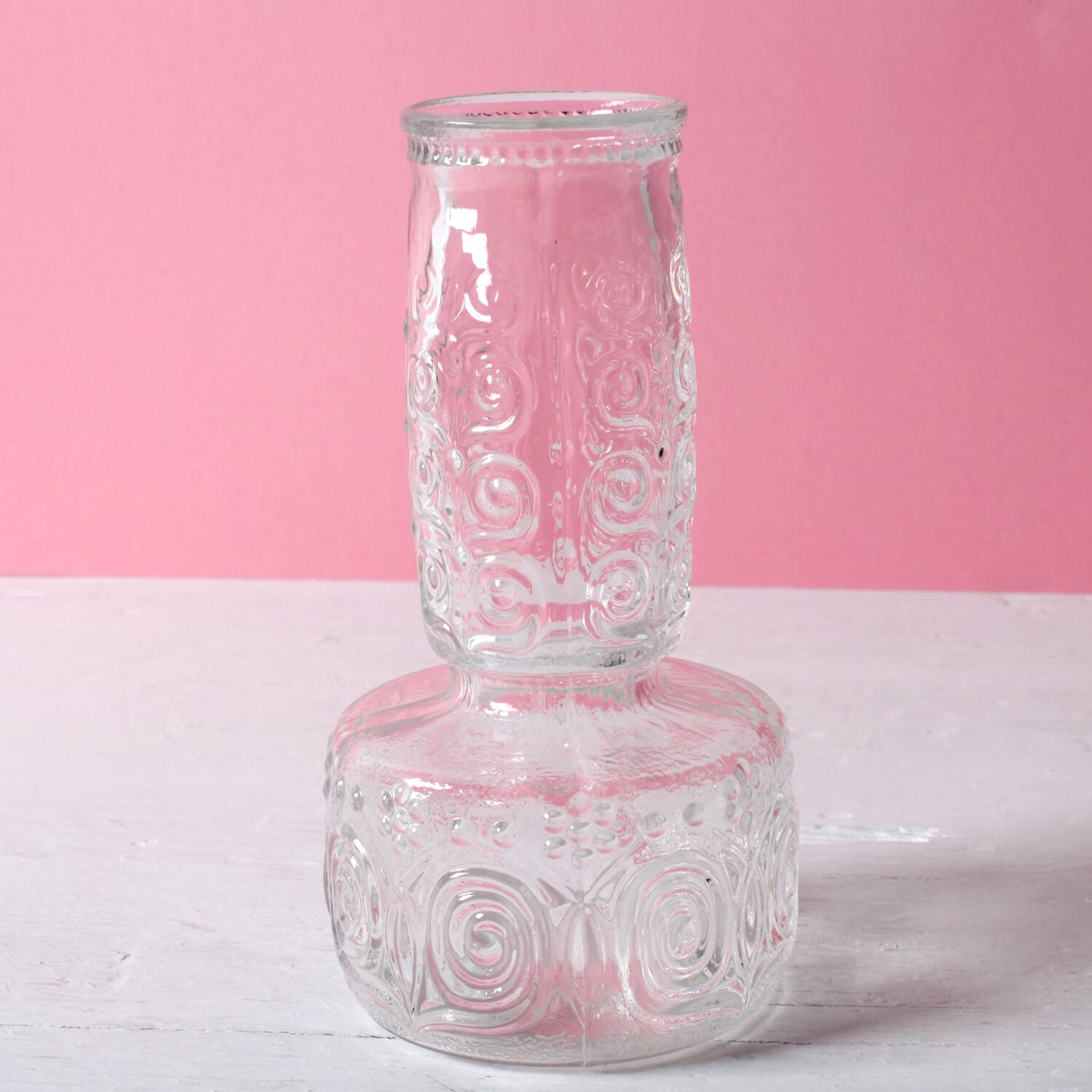 Mid-century Clear Pressed Glass Vase by Adolf Matura / Rosice / 1973