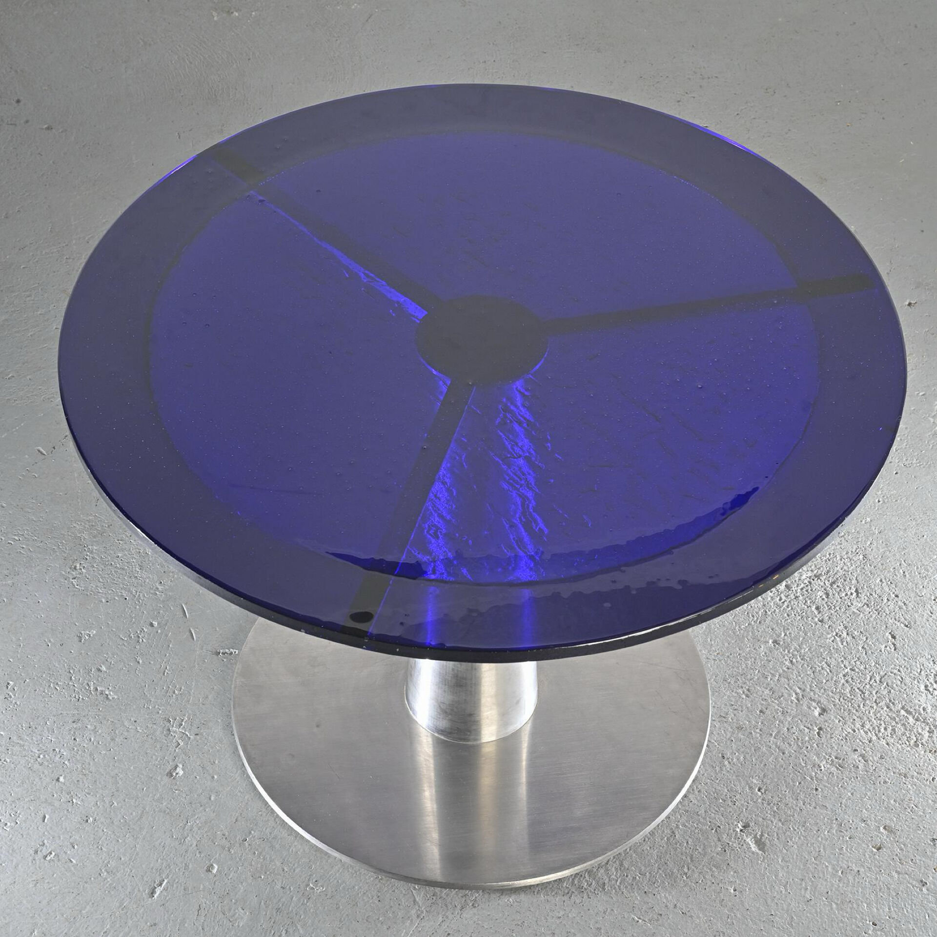 Table à manger en verre soufflé et acier par Perrin & Perrin, vers 1990.