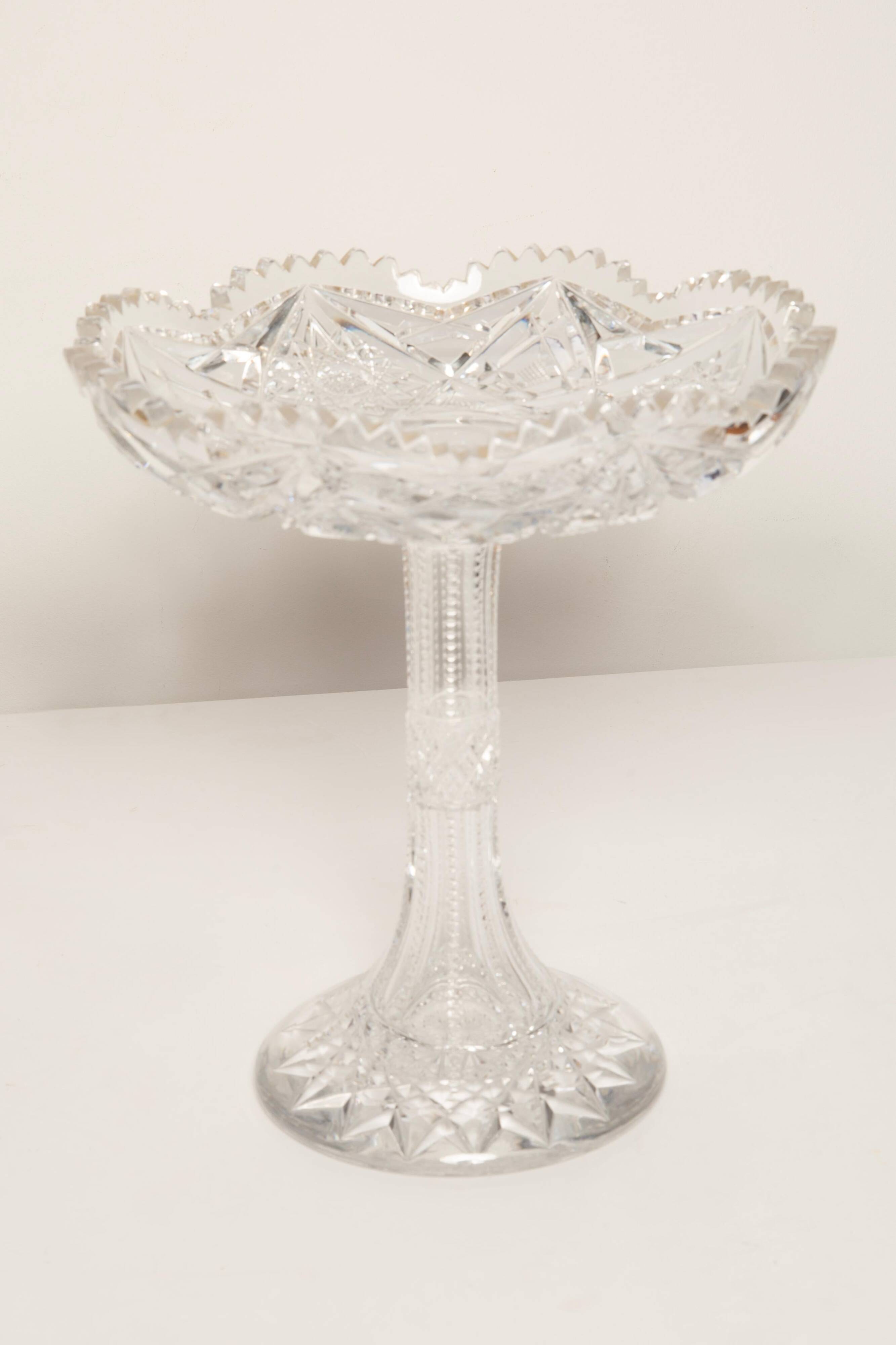 Vintage Transparent Decorative Crystal Plate, Italy, 1960s