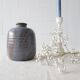 Vase in blau braun, Mid Century Keramik, bauchige Blumenvase