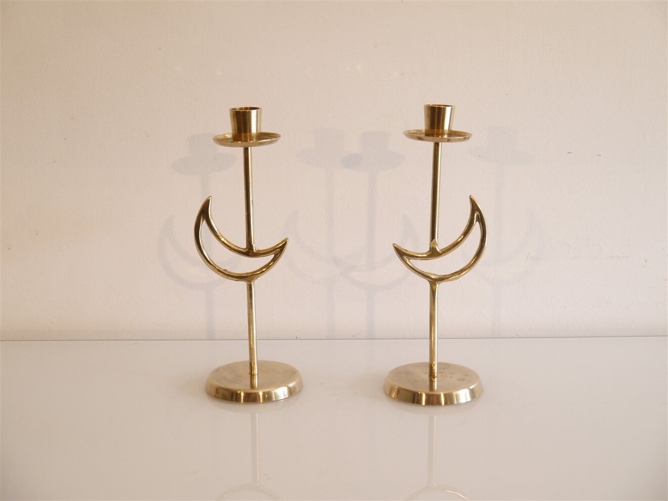 Pair of vintage 1960 brass candle holders