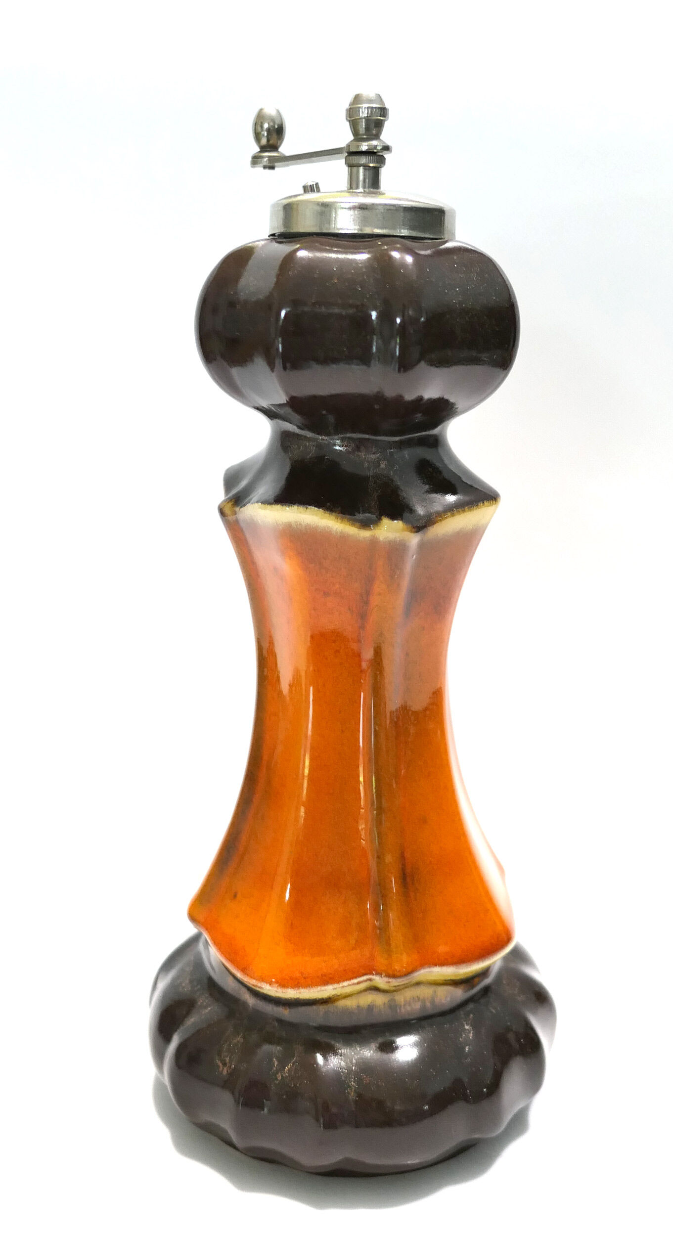 Rare ceramic pepper mill type Vallauris annés 60-70 orange