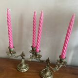 Duo of brass candlesticks
