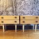 Paire de chevets vinatge en bois blanchi