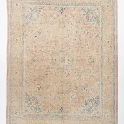 Peach Pink Large Persian Rug, Floral Bordered Vintage Carpet, 292x387Cm