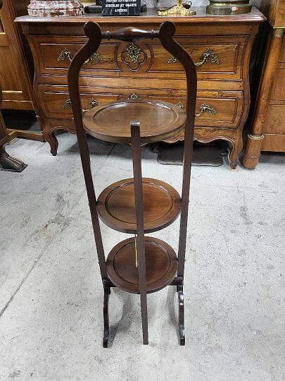 Folding mahogany cake stand