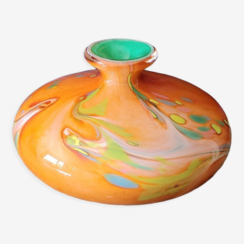 Vase en verre soufflé signé j.m operto silice creation biot