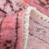 pink overdye turkish vintage carpet  , pink vintage distressed vintage rug.