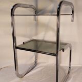 Vintage side table in chrome and smoked glass