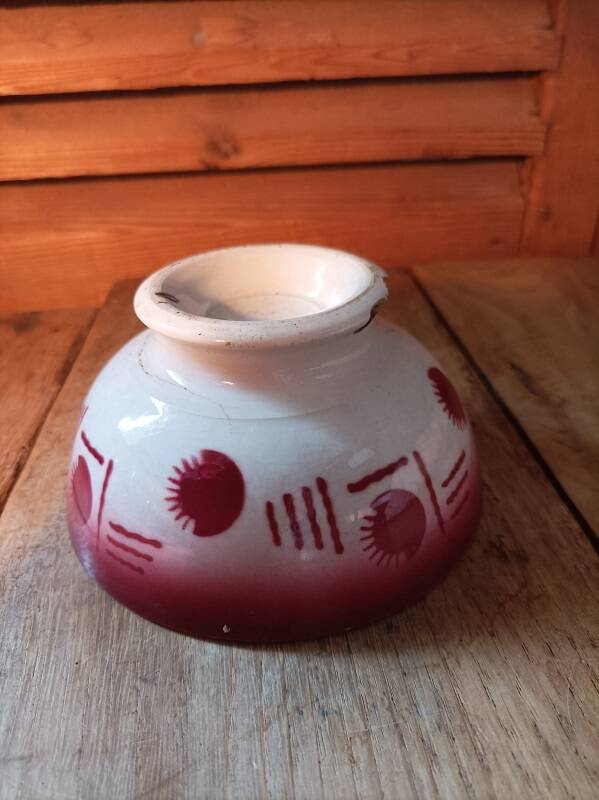 Digoin style ceramic bowl burgundy decor dpmc 0923234