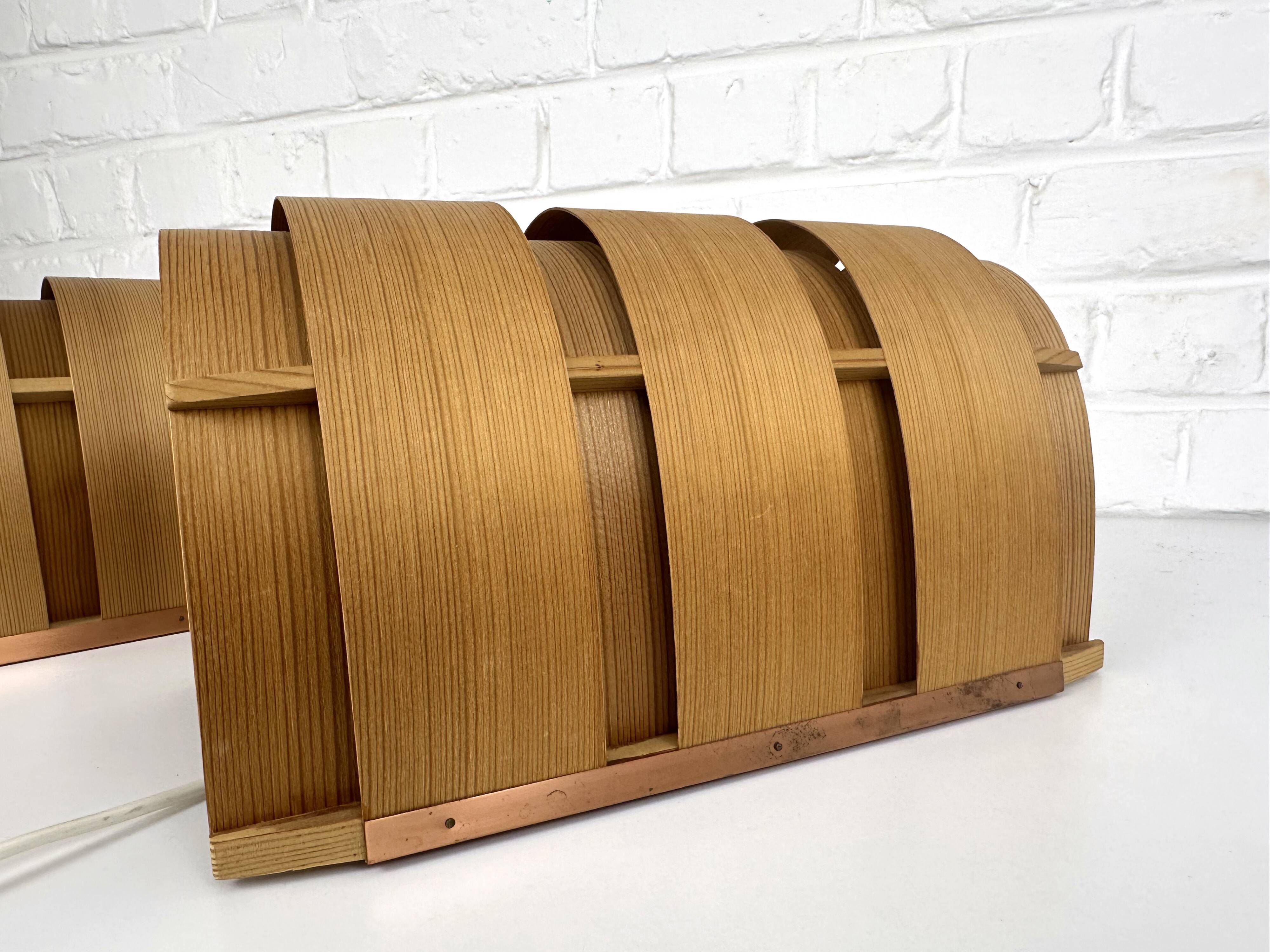 Pair of V155 wall lights in pine by Hans-Agne Jakobsson, Sweden, 1960.