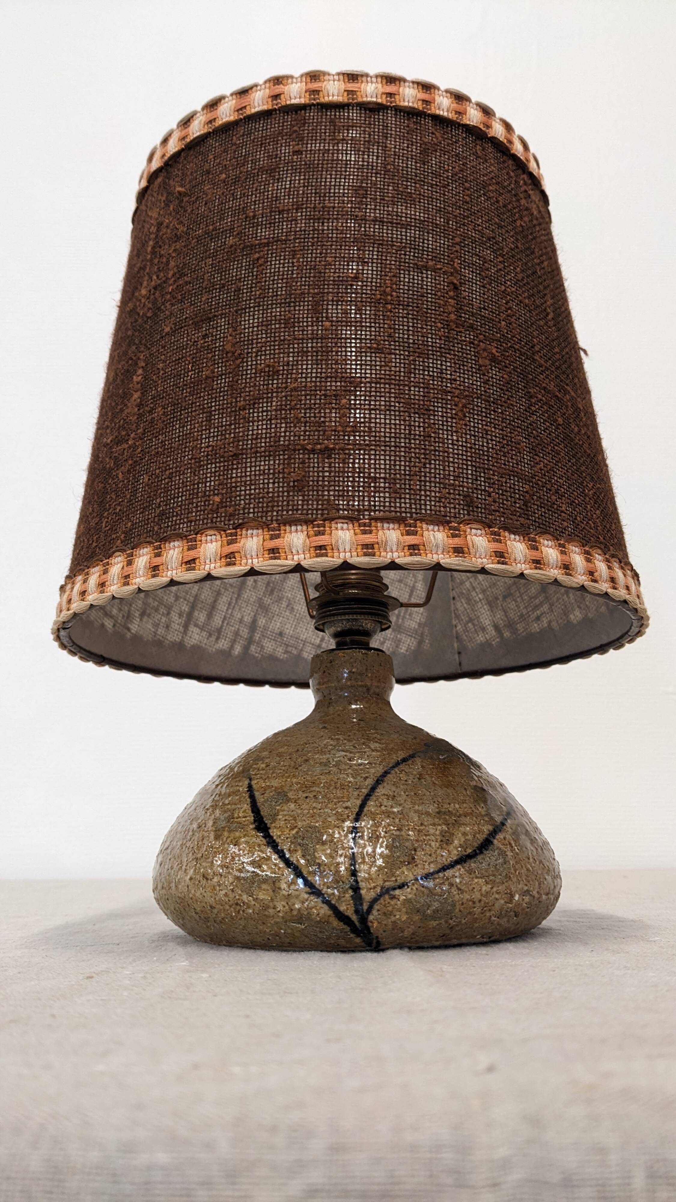 Vintage bedside lamp in glazed sandstone from the 50s/60s