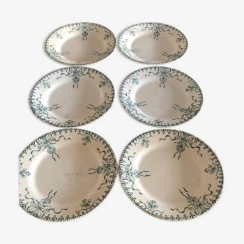 6 assiettes plates en porcelaine opaque de Gien «  Venise »