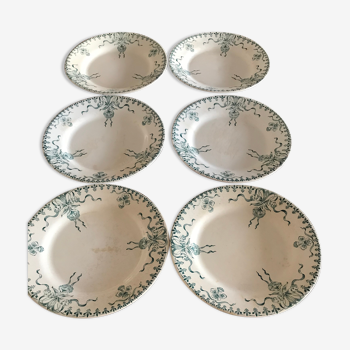6 assiettes plates en porcelaine opaque de Gien « Venise »