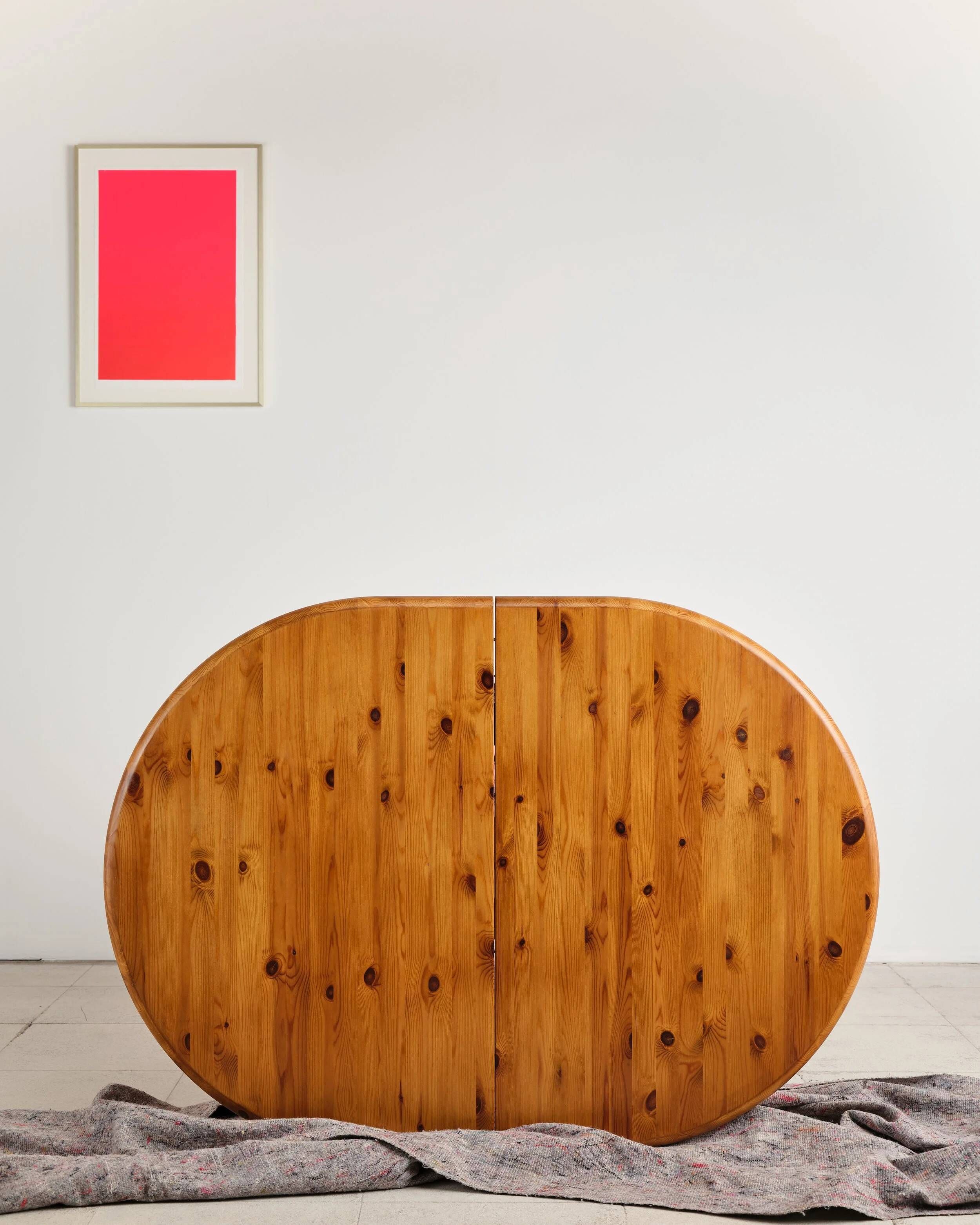 Brutalist extendable table in pine, Rainer Daumiller, Denmark, 1970s.