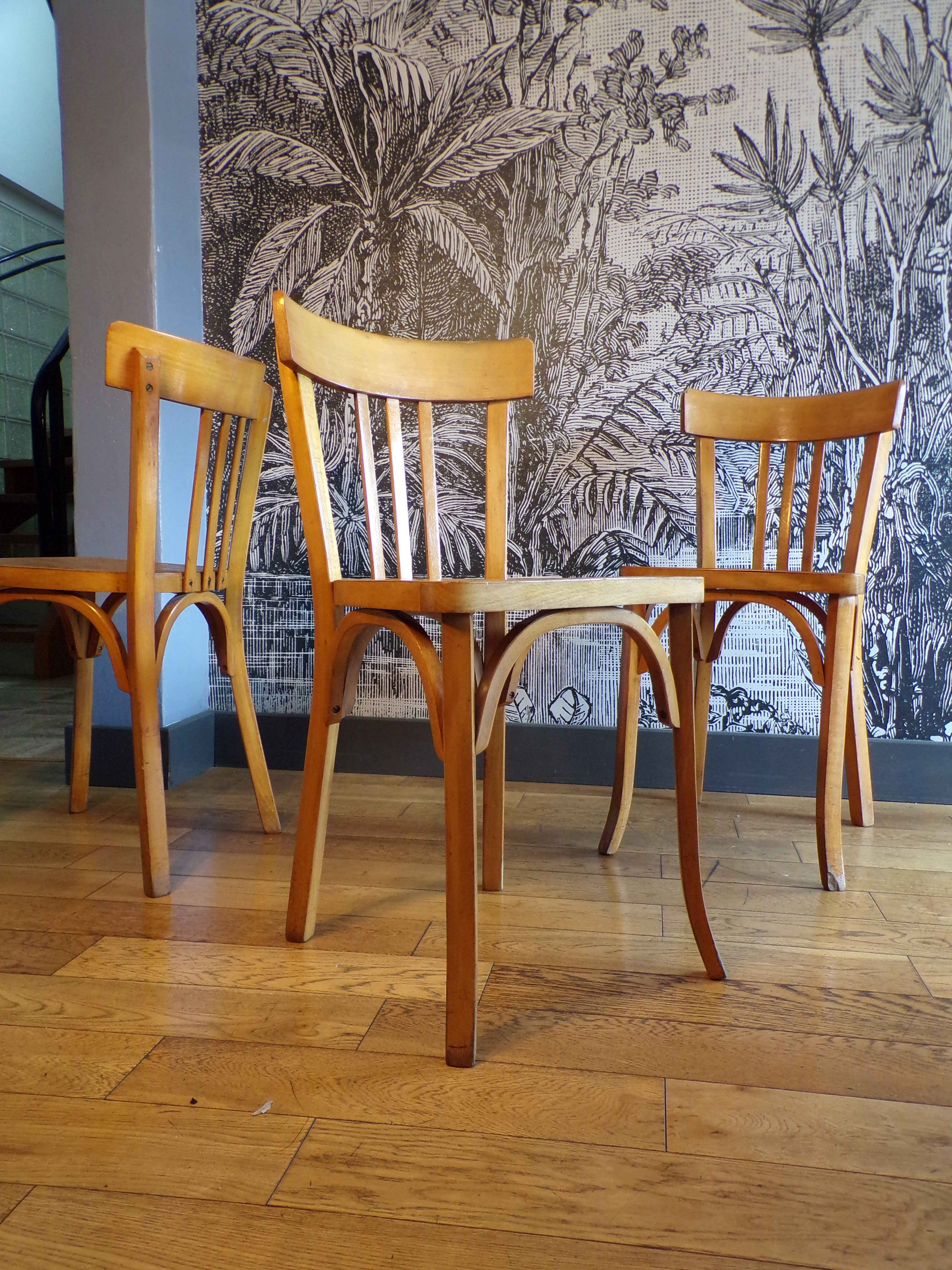 3 chaises de bistrot Baumann vintage