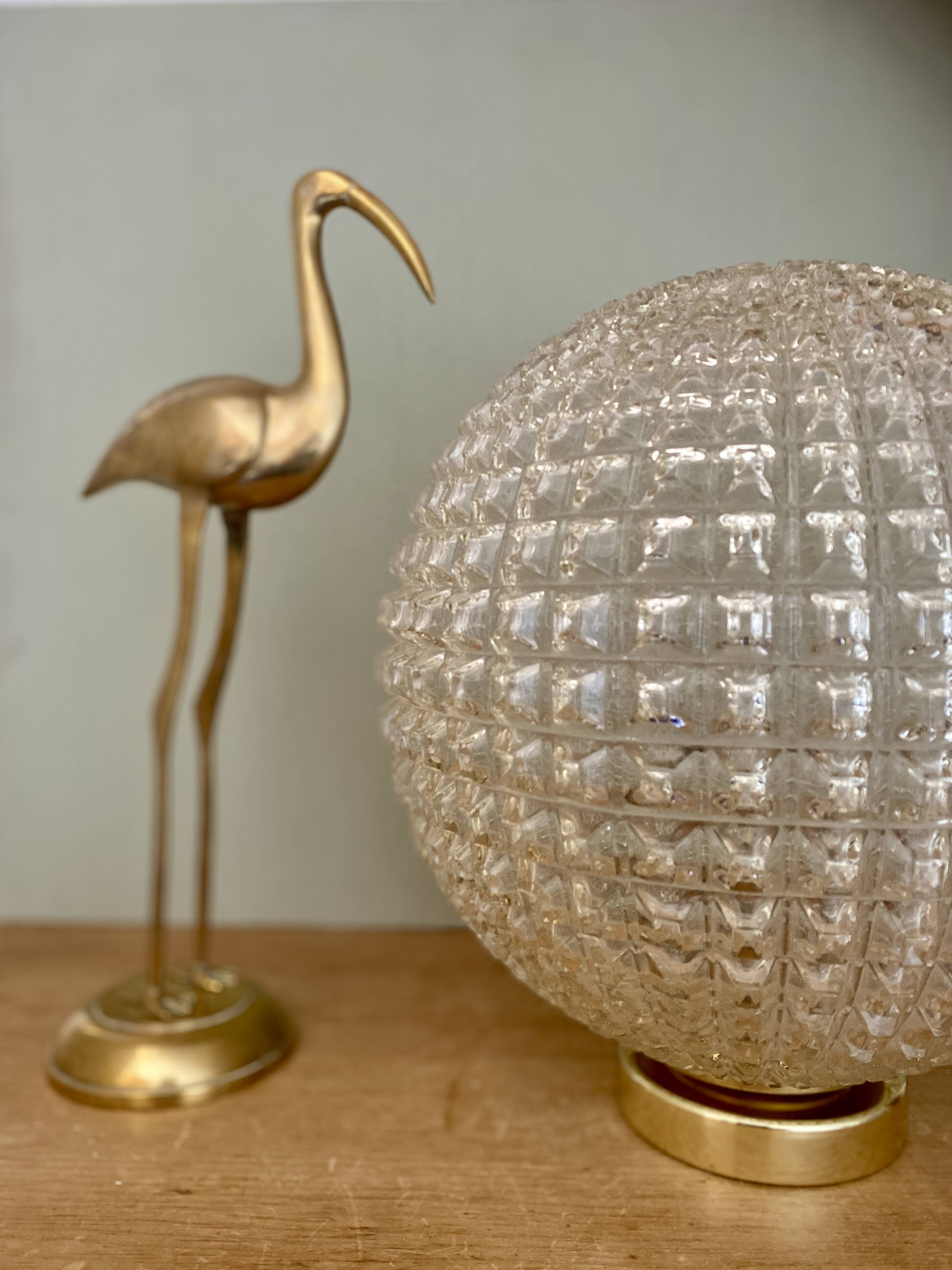 Lampe à poser globe vintage XXL en verre pointe de diamant