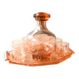 Service à liqueur art déco rose