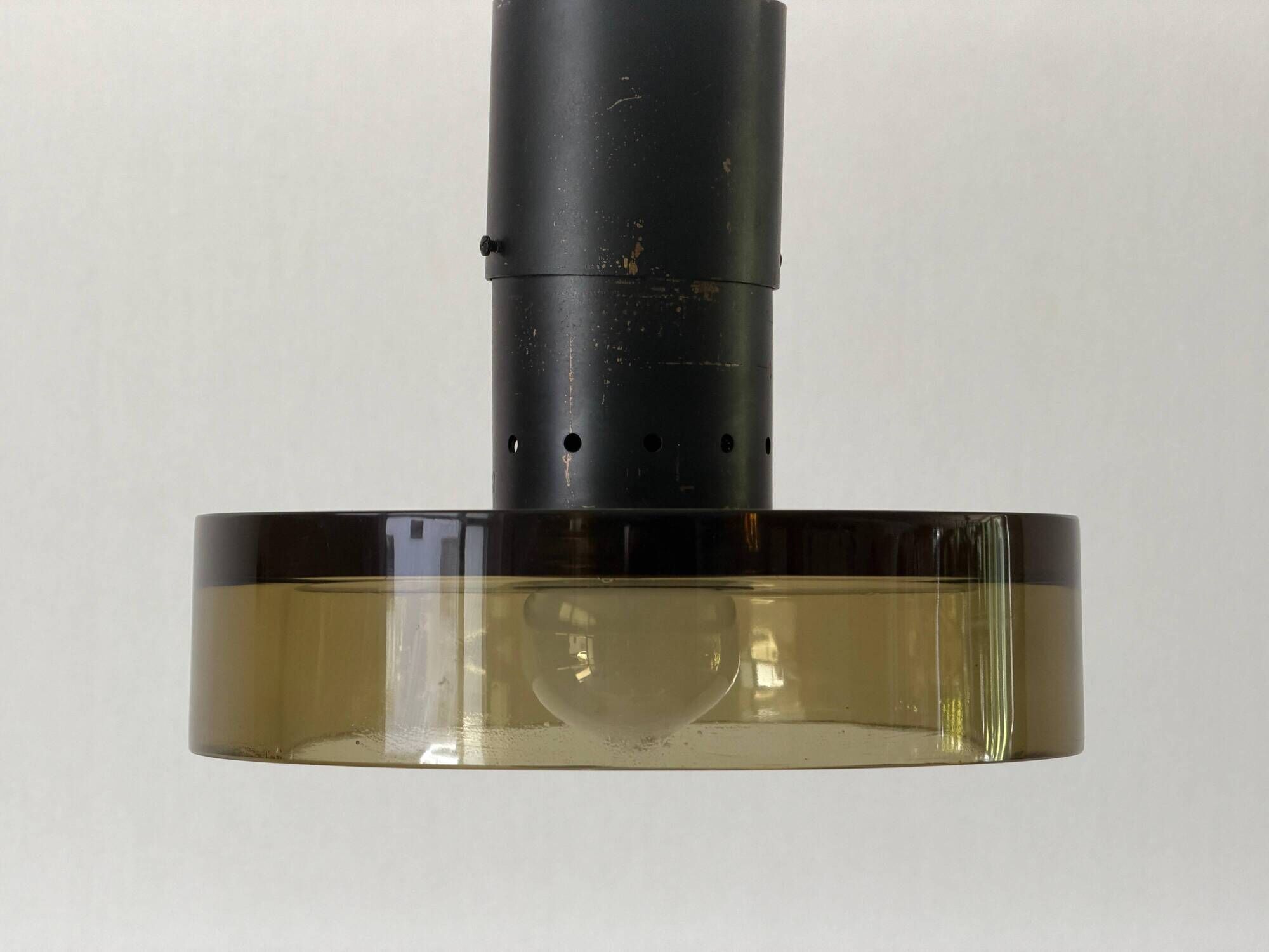 Flush mount in glass and yellow-brown metal by Seguso, 1950s, Italy.