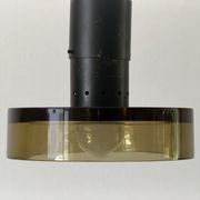 Flush mount in glass and yellow-brown metal by Seguso, 1950s, Italy.