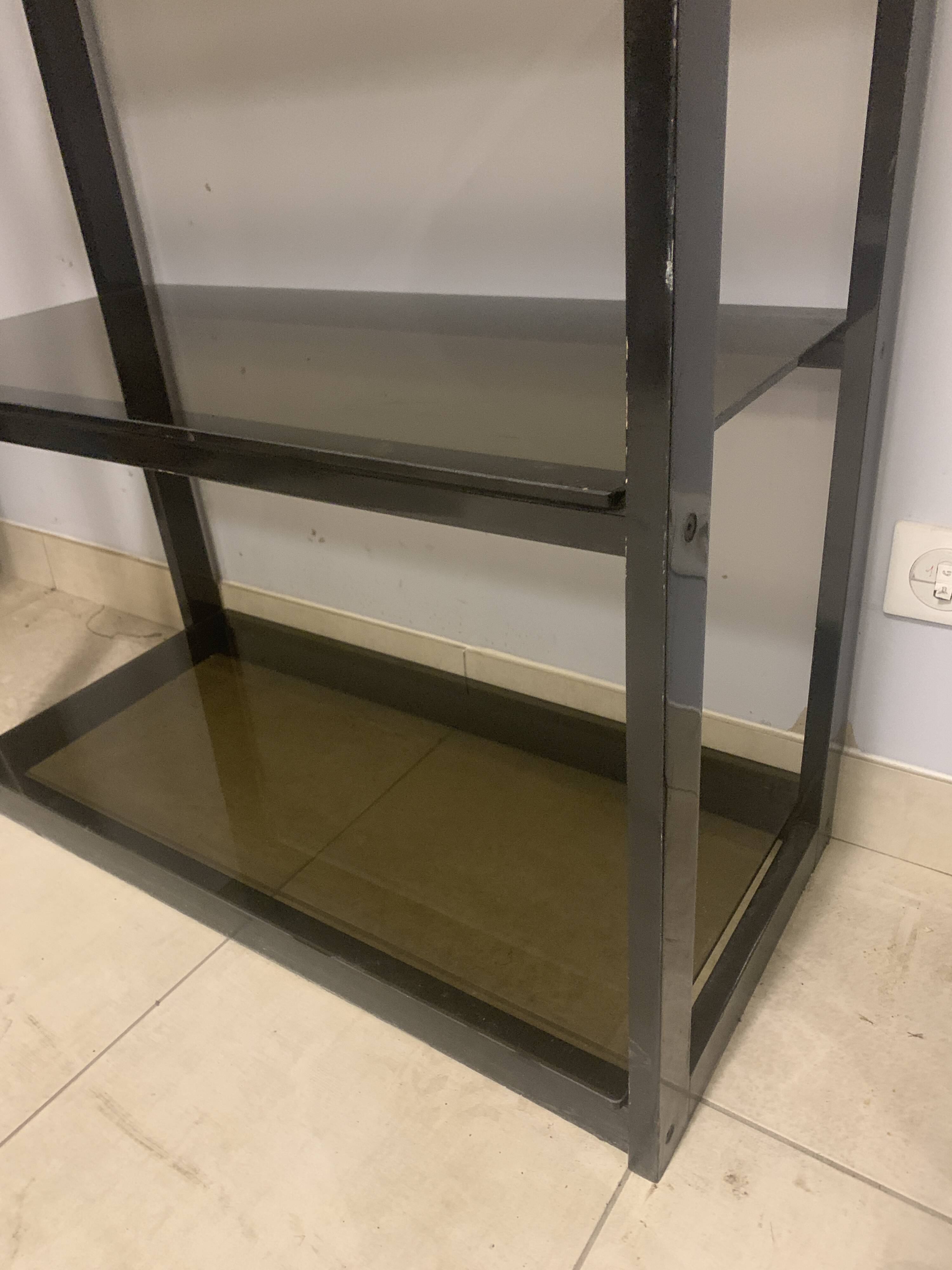 Chrome metal and opaque glass shelf 20th century
