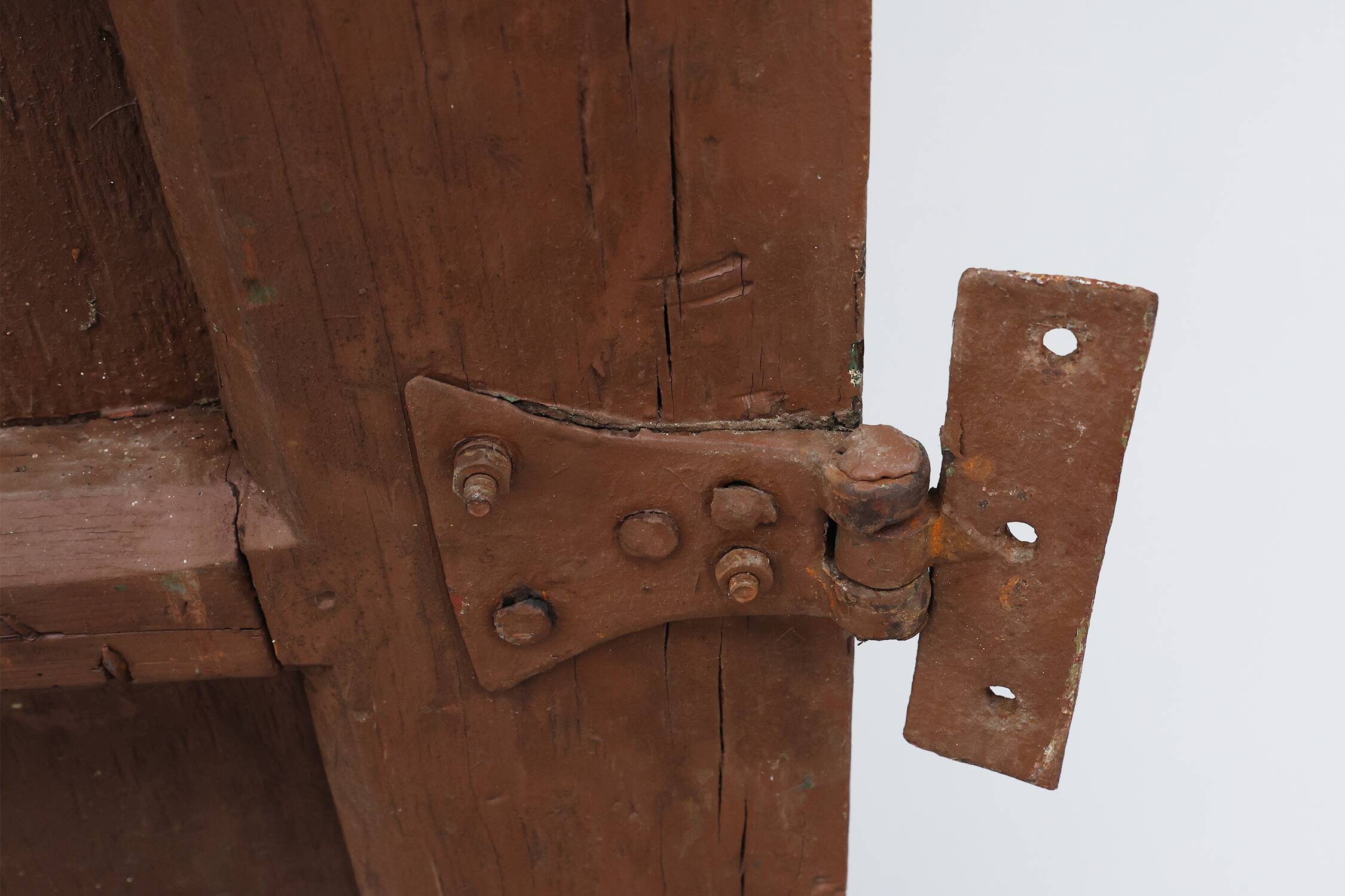 Large 17th century Monastery doors in terracotta lacquered oak, Portugal